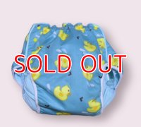 Adult baby diaper cover duck pattern blue green polyurethane waterproof XXL,4L