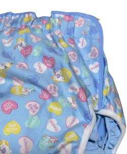 Photo2: Adult baby diaper cover unicorn light blue double gathered