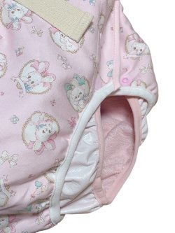 Photo2: Adult baby diaper cover rabbit pattern with pile waterproof waist strap