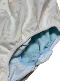 Photo2: Adult baby diaper cover star pattern pile waterproof pants type