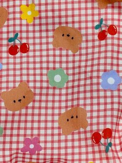 Photo4: Adult baby diaper cover with bear and flower check pattern urethane waterproof