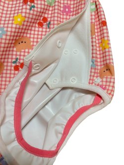 Photo3: Adult baby diaper cover with bear and flower check pattern urethane waterproof