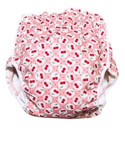 Photo1: Adult baby diaper cover cherry  pattern urethane waterproof 