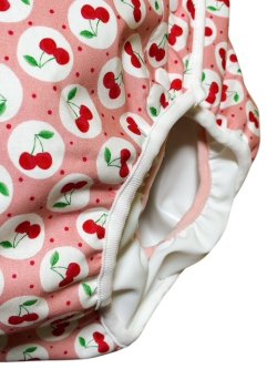 Photo2: Adult baby diaper cover cherry  pattern urethane waterproof 