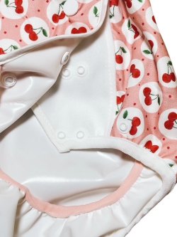 Photo3: Adult baby diaper cover cherry  pattern urethane waterproof 