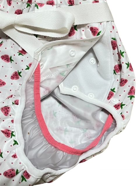 Photo: Adult baby diaper cover strawberry pattern with pvc waterproof waist strap