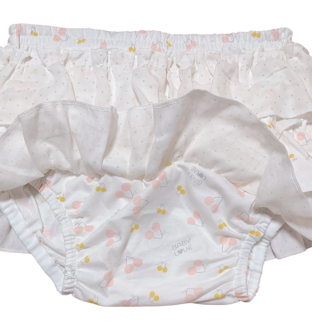 Photo: Adult Baby Bloomers with frilled skirt cherry & BABYLOVE Logo Pattern